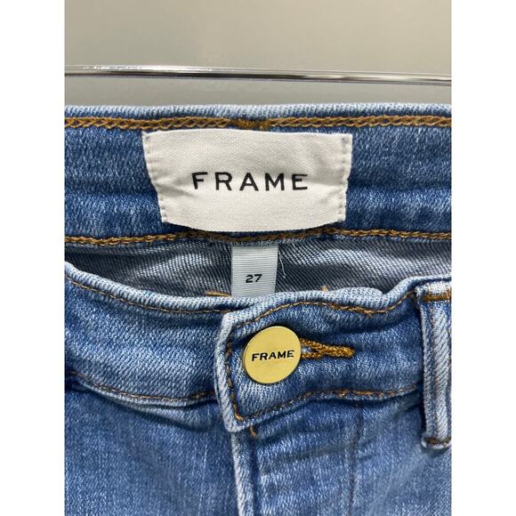FRAME Le High High-Rise Distressed Stretch Straight-Leg Jeans Sz 27 - Picture 4 of 12